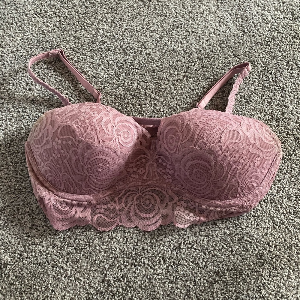 Pink Adjustable Bralette with Lace Detail